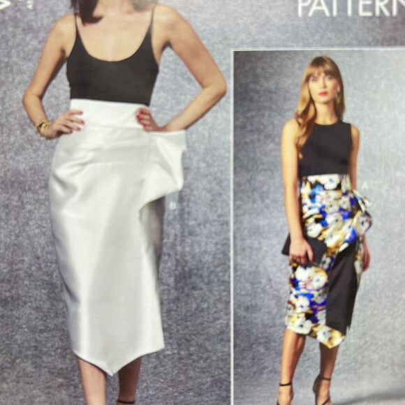 Vogue Sewing Pattern V1684 A5 Pencil Wrap Skirt Statement Front 6 8 10 12 14 - Picture 2 of 7